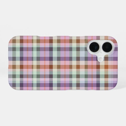 Pastel Tartan Plaid Pattern Design iPhone 16ケース (裏面横)