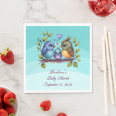 Pastel Teal Birds スタンダードランチョンナプキン (インサイチュ)