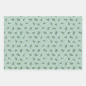 Pastel Teal Christmas Snowmen Trees Stars ラッピングペーパーシート (正面)