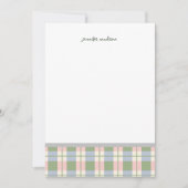 Pastel Teal Green Gingham Plaid Check Note Card  招待状 (正面)