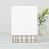Pastel Teal Green Gingham Plaid Check Note Card  招待状 (スタンド正面)