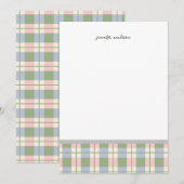 Pastel Teal Green Gingham Plaid Check Note Card  招待状 (正面/裏面)