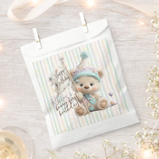 Pastel Teddy Bear Birthday  フェイバーバッグ (クリップ留めされた状態)