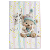 Pastel Teddy Bear Birthday  ミディアムペーパーバッグ (裏面)