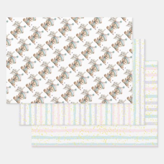 Pastel Teddy Bear Birthday  ラッピングペーパーシート (セット)