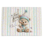 Pastel Teddy Bear Birthday  ラージペーパーバッグ (正面)