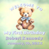 Pastel Teddy Bear Birthday First Birthday ウィンドウサイン (シート3)