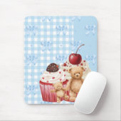 pastel "teddy bear" cupcake kawaii gingham ribbon マウスパッド (マウス)