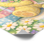 Pastel Teddy Bear with Flowers ポスター (角)