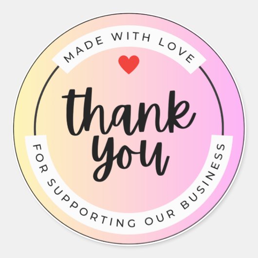Pastel Thank You Business Sticker  ラウンドシール (正面)