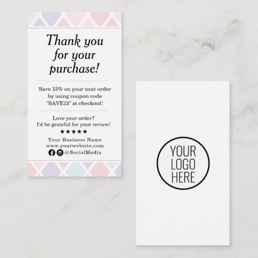 Pastel Thank You Your Purchase 名刺 (正面/裏面)