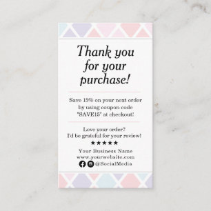 Pastel Thank You Your Purchase 名刺