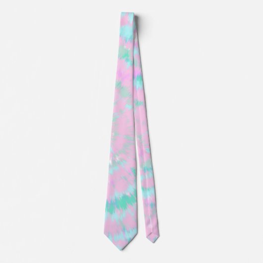 Pastel Tie Dye Pattern Pink Aqua Mint Green ネクタイ (正面)