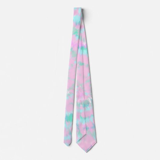 Pastel Tie Dye Pattern Pink Aqua Mint Green ネクタイ (裏面)