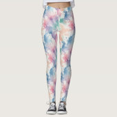 Pastel Tie Dye Watercolor Soft Rainbow Pattern レギンス (正面)