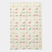 Pastel toned isometric low poly vases and cutlery キッチンタオル (縦)