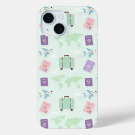 Pastel Travel Accessories Doodle iPhone Case – Cut iPhone 15ケース