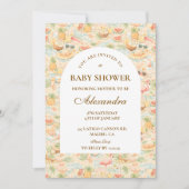 Pastel Tropical Animals Baby Shower 招待状 (正面)