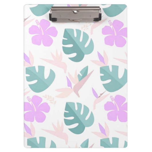 Pastel Tropical Floral Pattern クリップボード (正面)