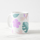 Pastel Tropical Floral Pattern コーヒーマグカップ (正面左)