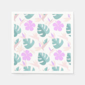 Pastel Tropical Floral Pattern スタンダードカクテルナプキン (正面)