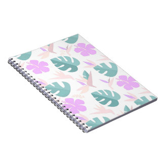 Pastel Tropical Floral Pattern ノートブック