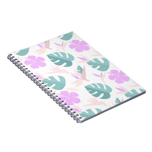 Pastel Tropical Floral Pattern ノートブック (右側)
