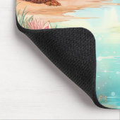 Pastel Tropical Island Beach Sunset Mountains マウスパッド (コーナー)