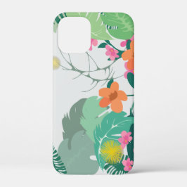 Pastel Tropical Leaves and Flowers iPhone 12 Mini ケース