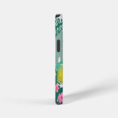 Pastel Tropical Leaves and Flowers iPhoneケース (右側面)