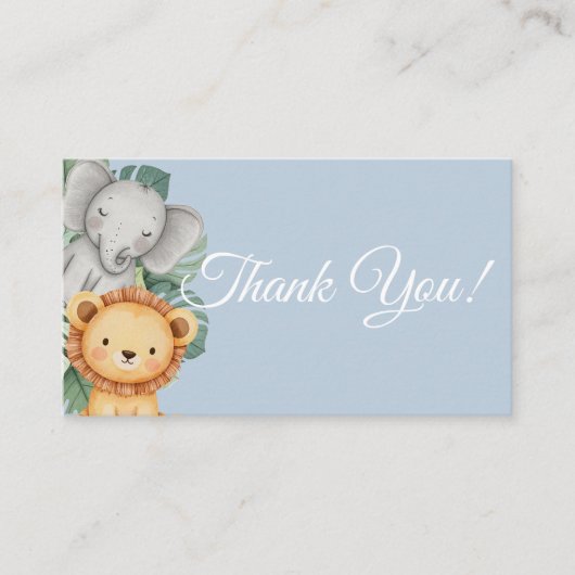 Pastel Tropical Safari Animals thank you card 名刺 (正面)