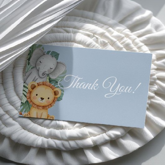Pastel Tropical Safari Animals thank you card 名刺