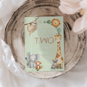 Pastel Tropical Wild Two Jungle Safari Animals 招待状