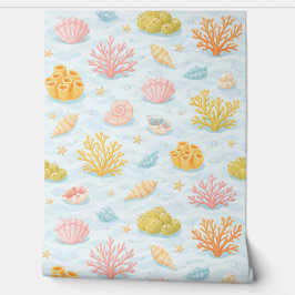 Pastel underwater sea life watercolor pattern 壁紙