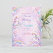 Pastel Unicorn Birthday Invitation Editable 招待状 (スタンド正面)