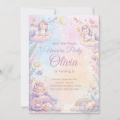 Pastel Unicorn Birthday Invitation Editable 招待状 (正面)