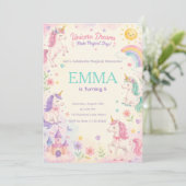 Pastel Unicorn Birthday Invitation Template 招待状 (スタンド正面)