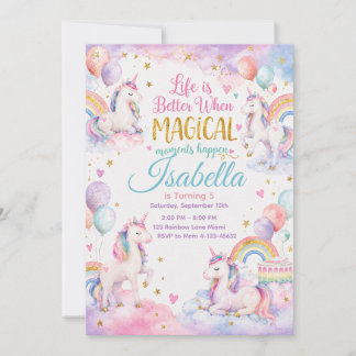 Pastel Unicorn Birthday Invitation Template Cool 招待状