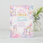 Pastel Unicorn Birthday Invitation Template Cool 招待状 (スタンド正面)