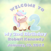 Pastel Unicorn Second Birthday Celebration Name ウィンドウサイン (シート3)