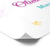 Pastel Unicorn Star Rainbow Baby Shower Welcome ポスター (角)