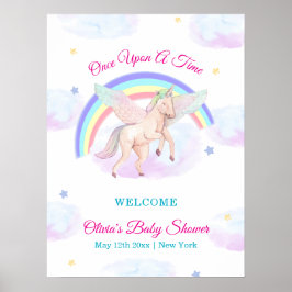 Pastel Unicorn Star Rainbow Baby Shower Welcome ポスター