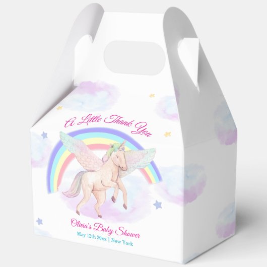 Pastel Unicorn Star Rainbow Fairytale Baby Shower  フェイバーボックス (正面)