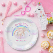 Pastel Unicorn Star Rainbow Fairytale Baby Shower ペーパープレート (パーティー)