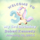 Pastel Unicorn Third Birthday Celebration Name ウィンドウサイン (シート3)