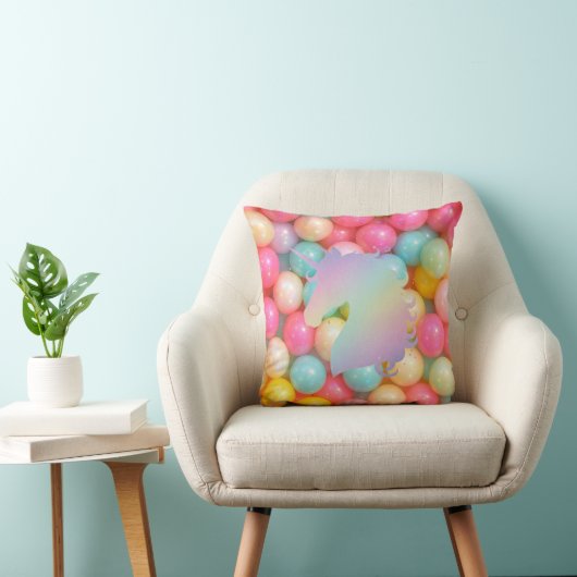 Pastel Unicorn Throw Pillow | Magical Rainbow Home クッション (椅子)