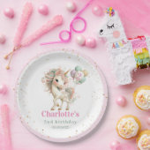 Pastel Unicorn with Balloons Birthday ペーパープレート (パーティー)