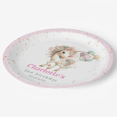 Pastel Unicorn with Balloons Birthday ペーパープレート (アングル)