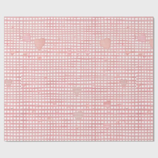 Pastel Valentine Gingham Wrapping Paper ラッピングペーパー (フラット)