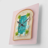 Pastel Vaporwave Pool Toast スクエア壁時計 (傾斜)